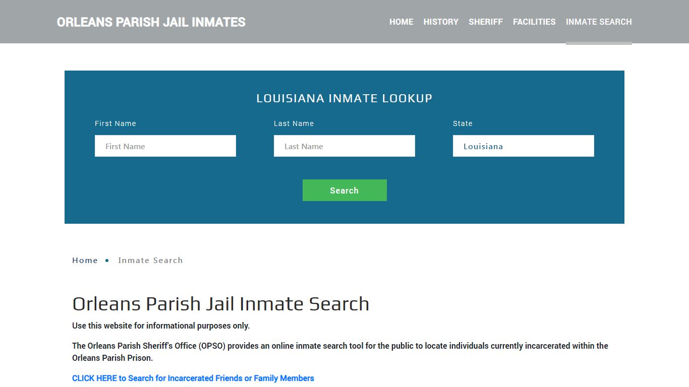 Orleans Parish, LA Detainee Lookup