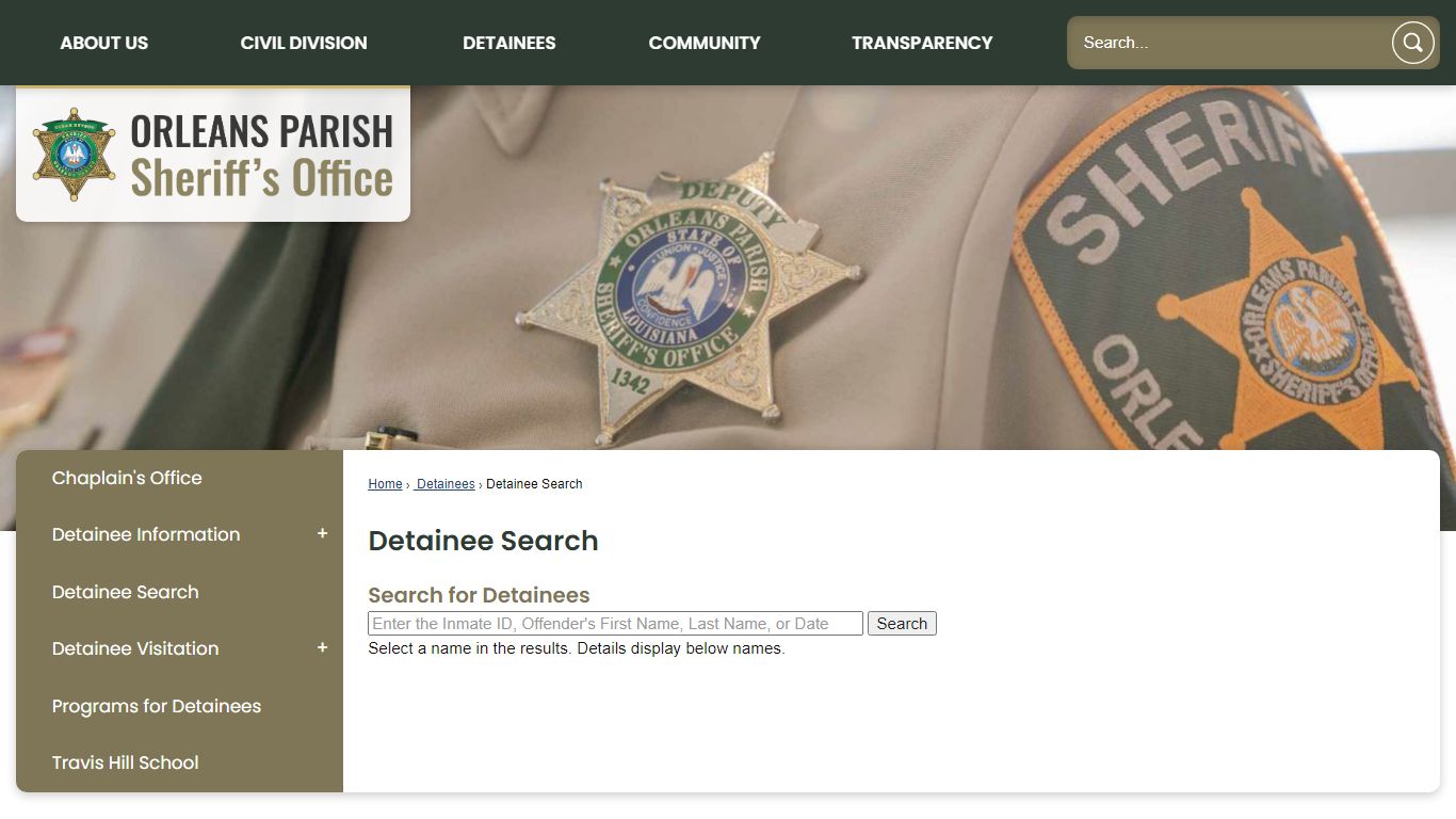 Detainee Search | Orleans Parish Sheriff Office, LA - OPSO